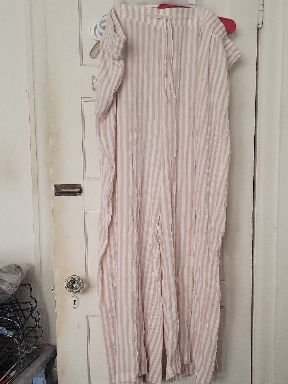 Tan And Cream Wide Leg Pant With Pockets - Picture 1 of 10
